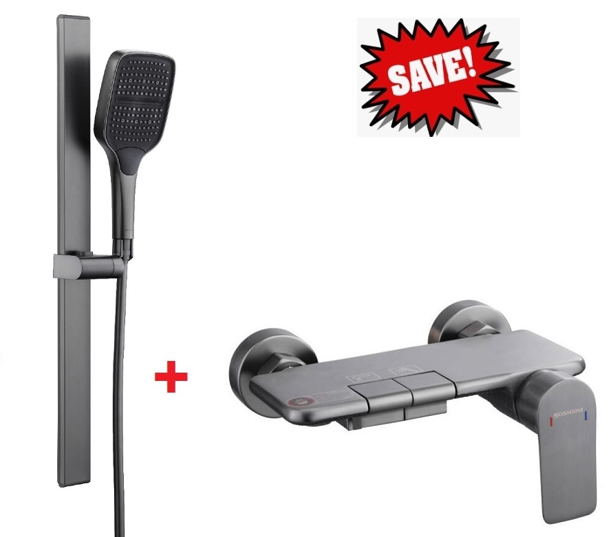BOSHSINI Bathroom Shower Set Bundle With Bath Mixer BS-233GM PLUS